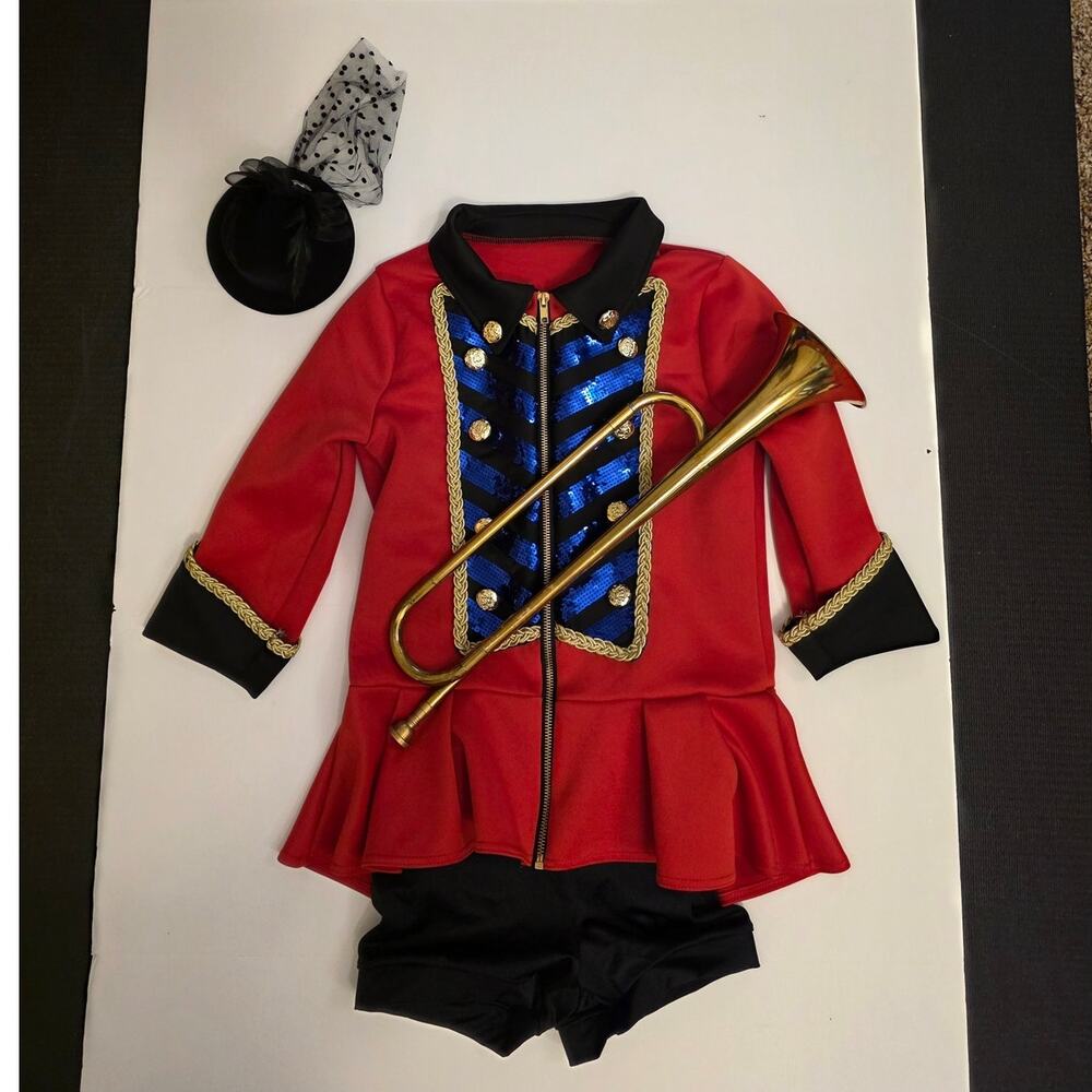 Girls Weissman Band Uniform LC Halloween Circus Ringmaster Costume Hat Trumpet